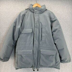 Eddie Bauer Men's Large Goose Filled Down‎ Parka Jacket Nylon Gore-Tex Gray Coat